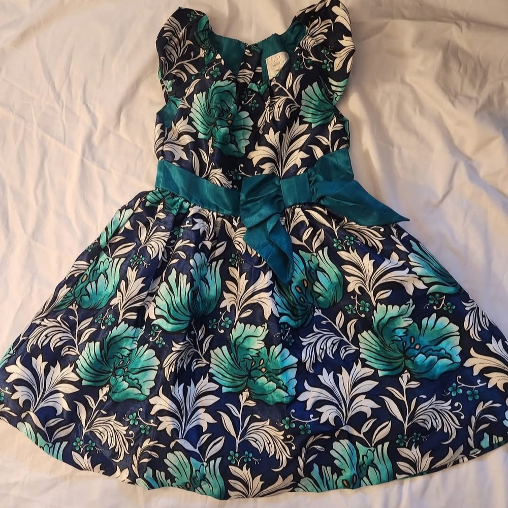 Gymboree Navy and Teal Floral Kids Dress